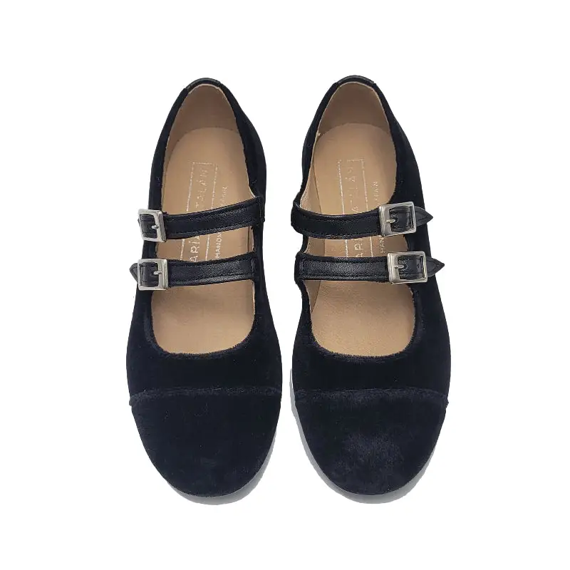 Maria Catalan Black Velvet 2 Buckle Mary Jane 705705 - Image 3