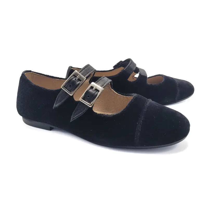 Maria Catalan Black Velvet 2 Buckle Mary Jane 705705 - Image 4