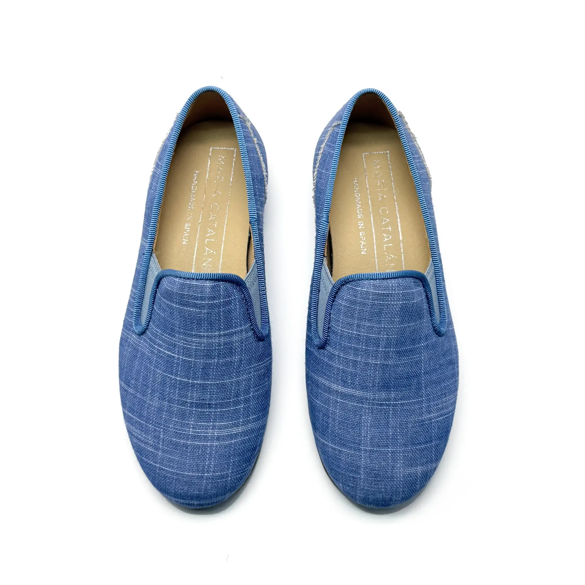 Maria Catalan Blue Azul Textured Smoking Shoe - Image 2