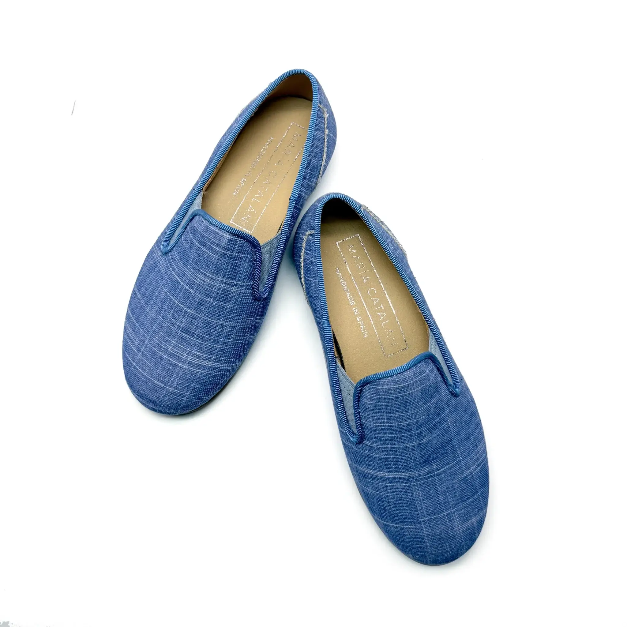 Maria Catalan Blue Azul Textured Smoking Shoe - Image 3