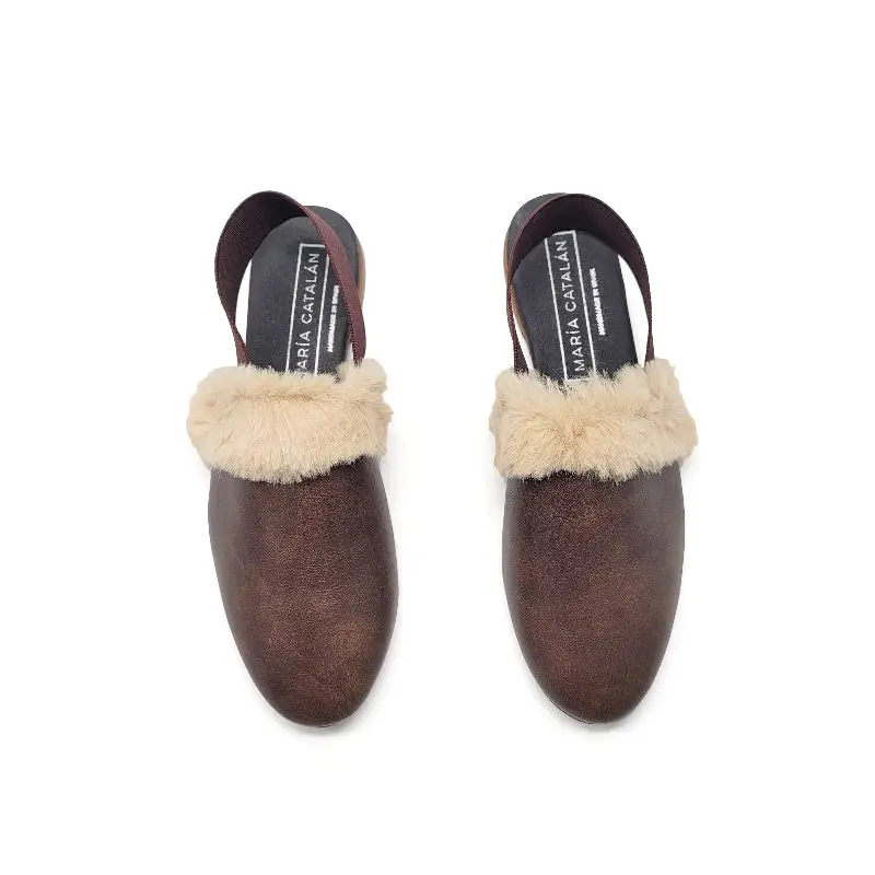 Maria Catalan Brown Fur Slingback 605715 - Image 2