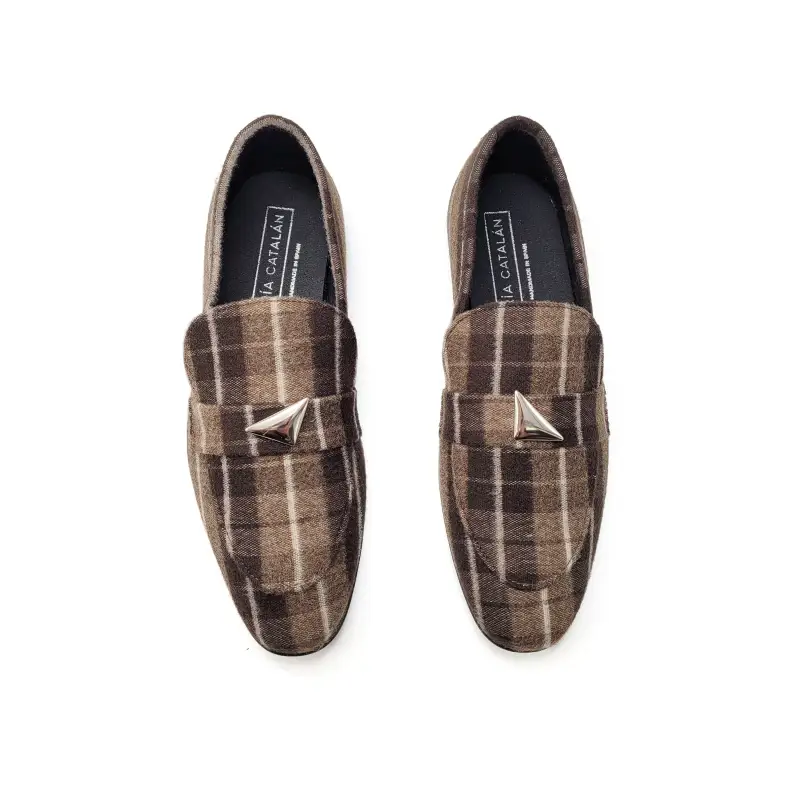 Maria Catalan Brown Plaid Wool Loafer CESAR004 - Image 2