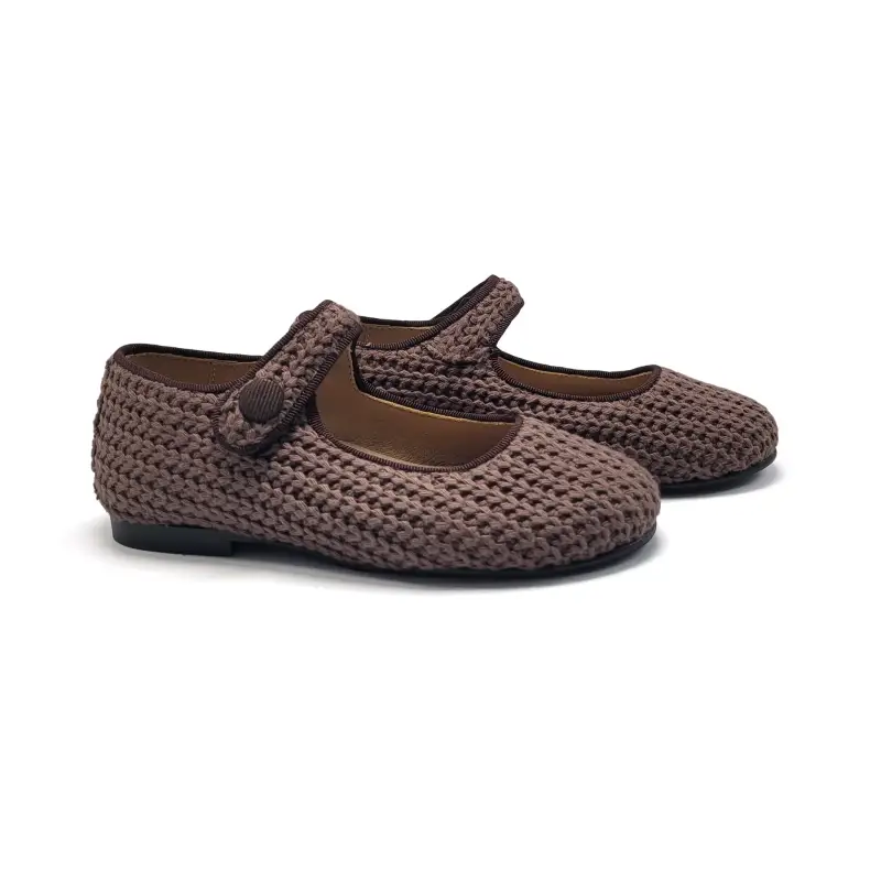 Maria Catalan Coffee Cabelknit Mary Jane