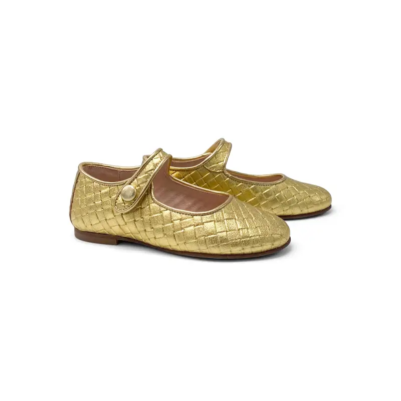 Maria Catalan Gold Basket Weave Mary Jane