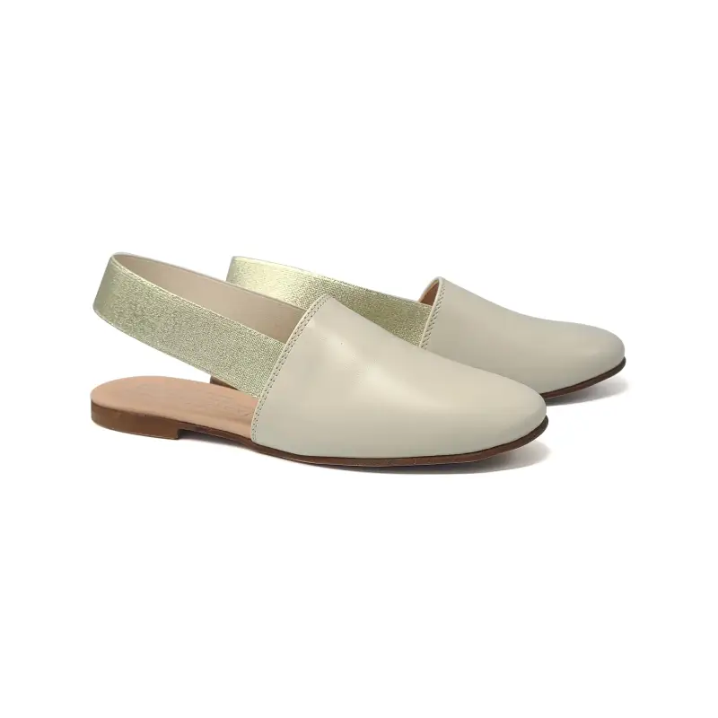 Maria Catalan Ivory Gold Slingback