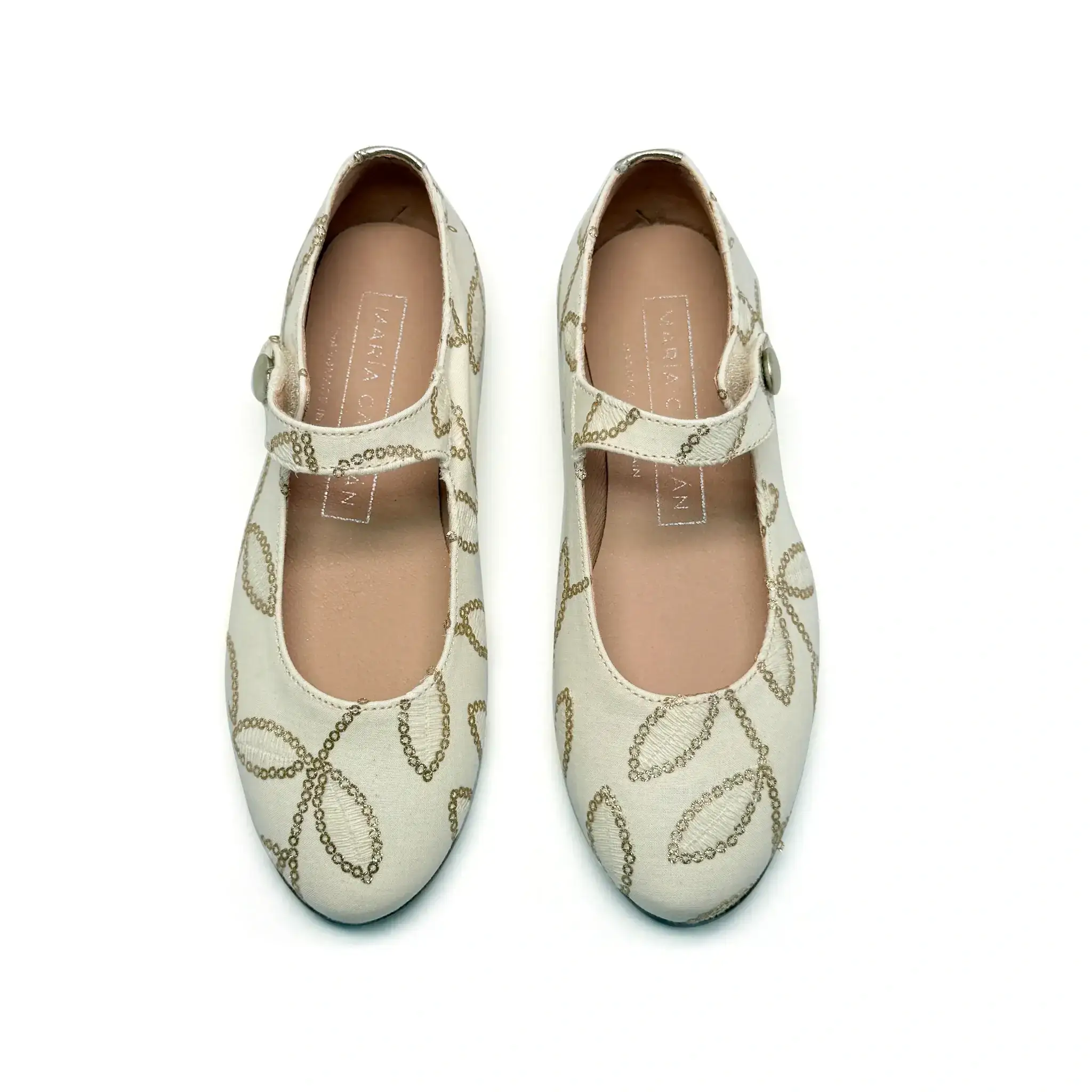 Maria Catalan Ivory Gold Swirl Designer Mary Jane - Image 2