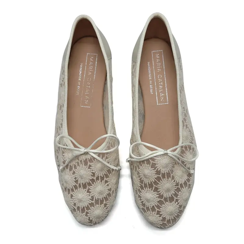 Maria Catalan Ivory lace Mesh High Cut Ballet Flat - Image 2