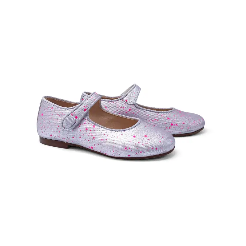Maria Catalan Splashed Fuchsia Silver Mary Jane
