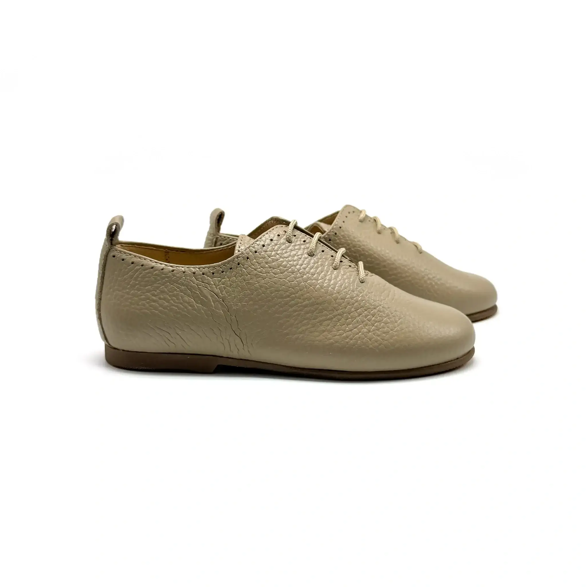 Maria Catalan Taupe Pebbled Lace Oxford Dress Shoe