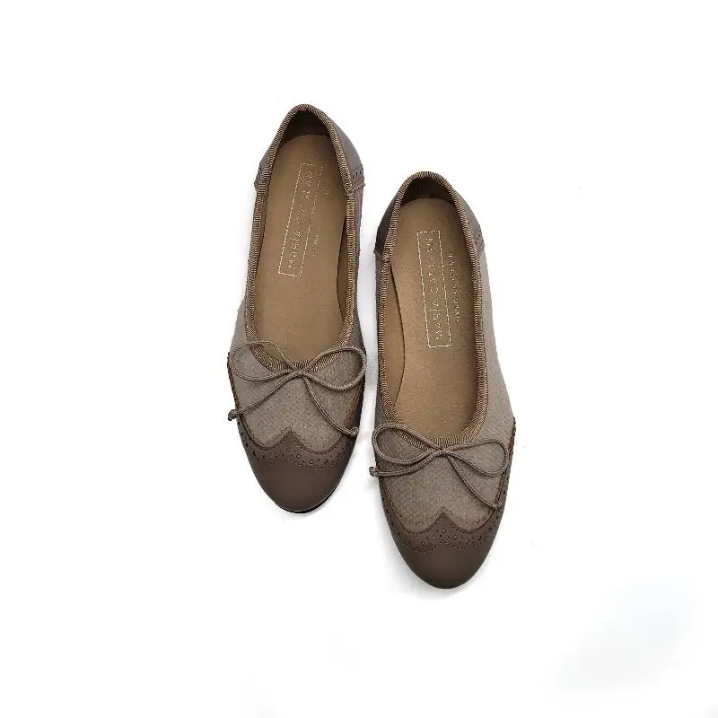 Maria Catalan Taupe Shaker Wingtip Ballet - Image 2