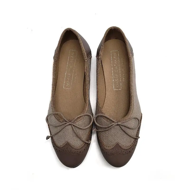 Maria Catalan Taupe Shaker Wingtip Ballet - Image 3