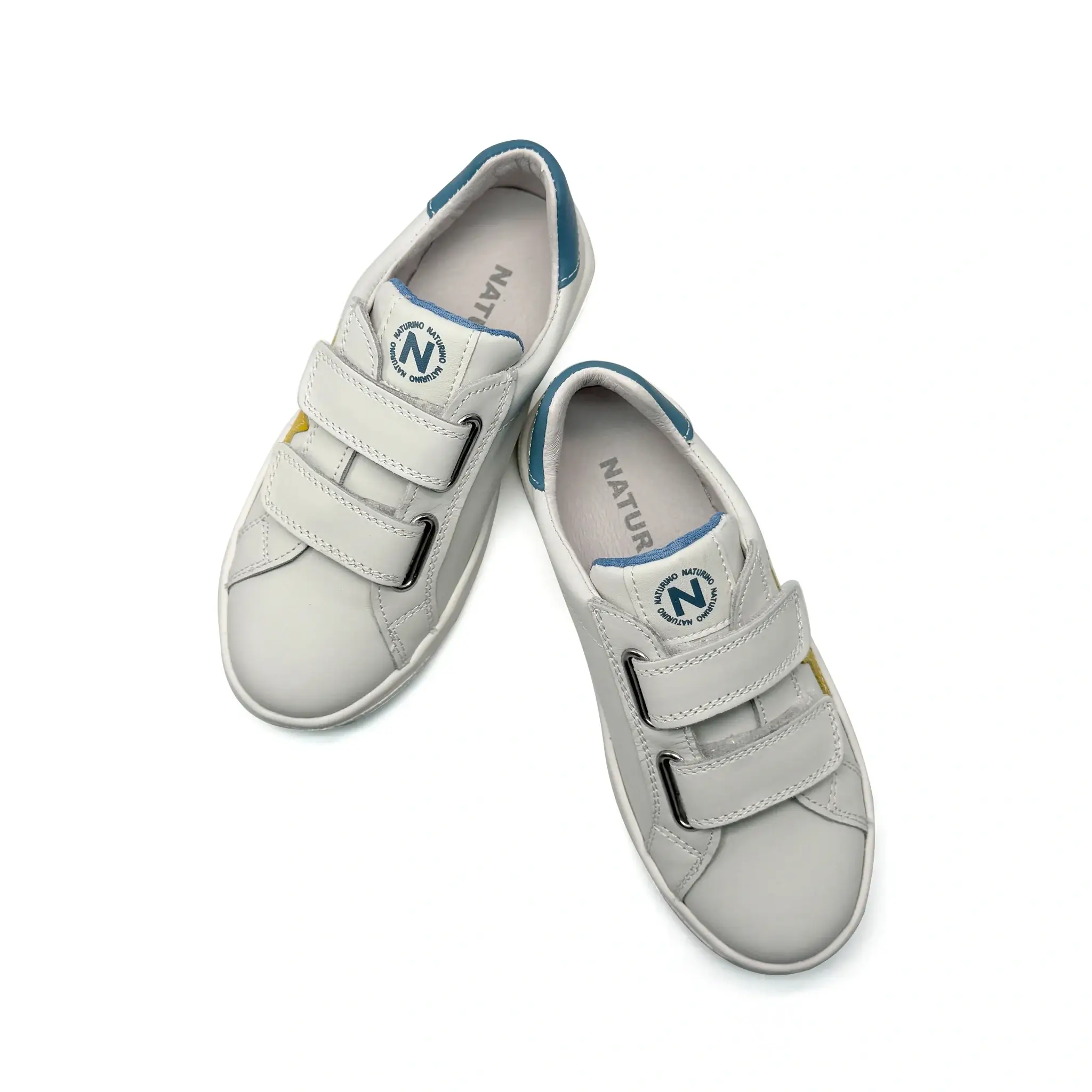 Naturino Pinn White Yellow Velcro Sneaker - Image 3