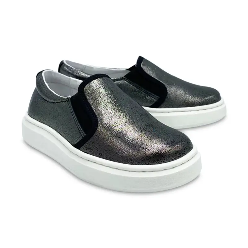 Nens Black Metallic Slip On Sneaker