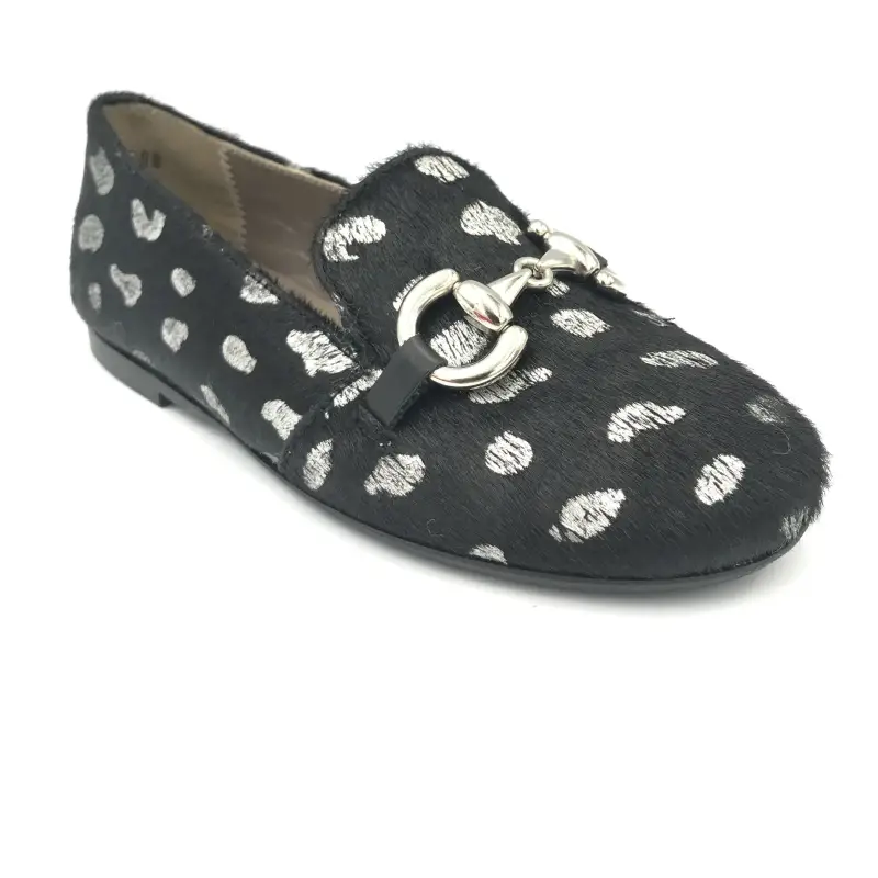 Papanatas Black Silver Dalmatian Pony Hair Slip On Loafer - Image 2