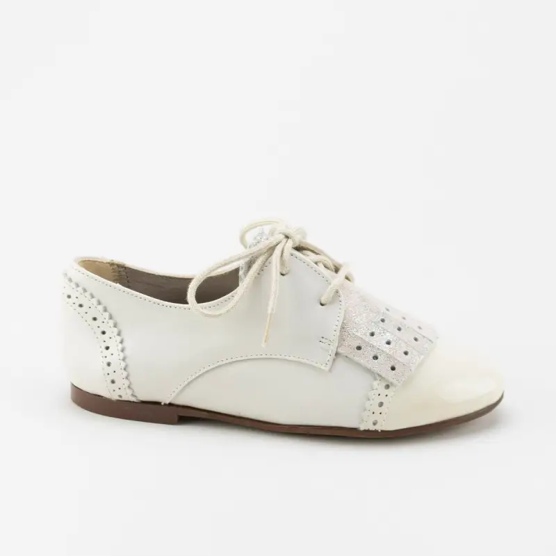 Papanatas Ivory Leather Metallic Fringe Oxford