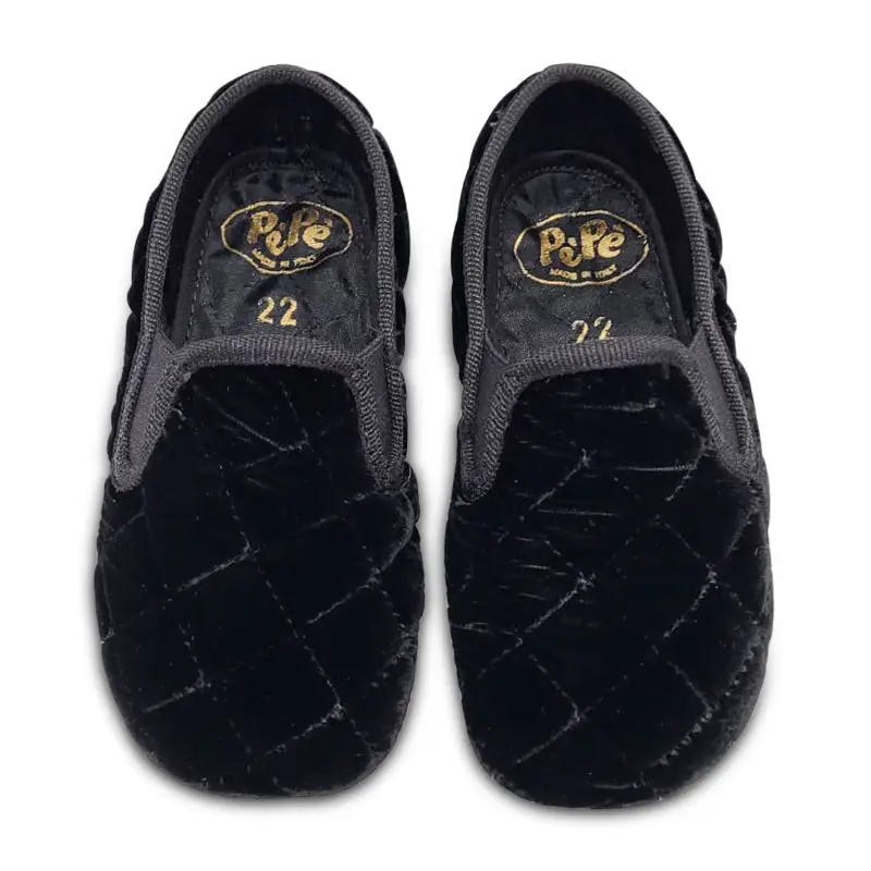 Pepe' Black Velvet Quilt Soft Smoking Slip On - Image 2