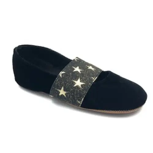 Pepe' Black Velvet Star Elastic Slip On