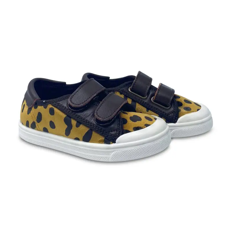Pepe' Dark Brown Congo Mustard Velvet Velcro Sneaker