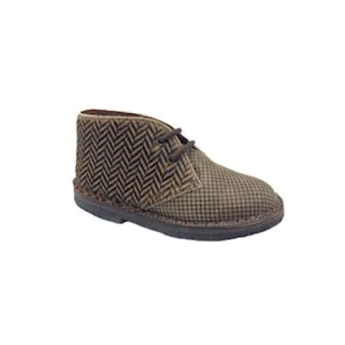 Pepe' ES X LS Brown Chevron Pony Hair Leather Print Lace Chukka Bootie - Image 3