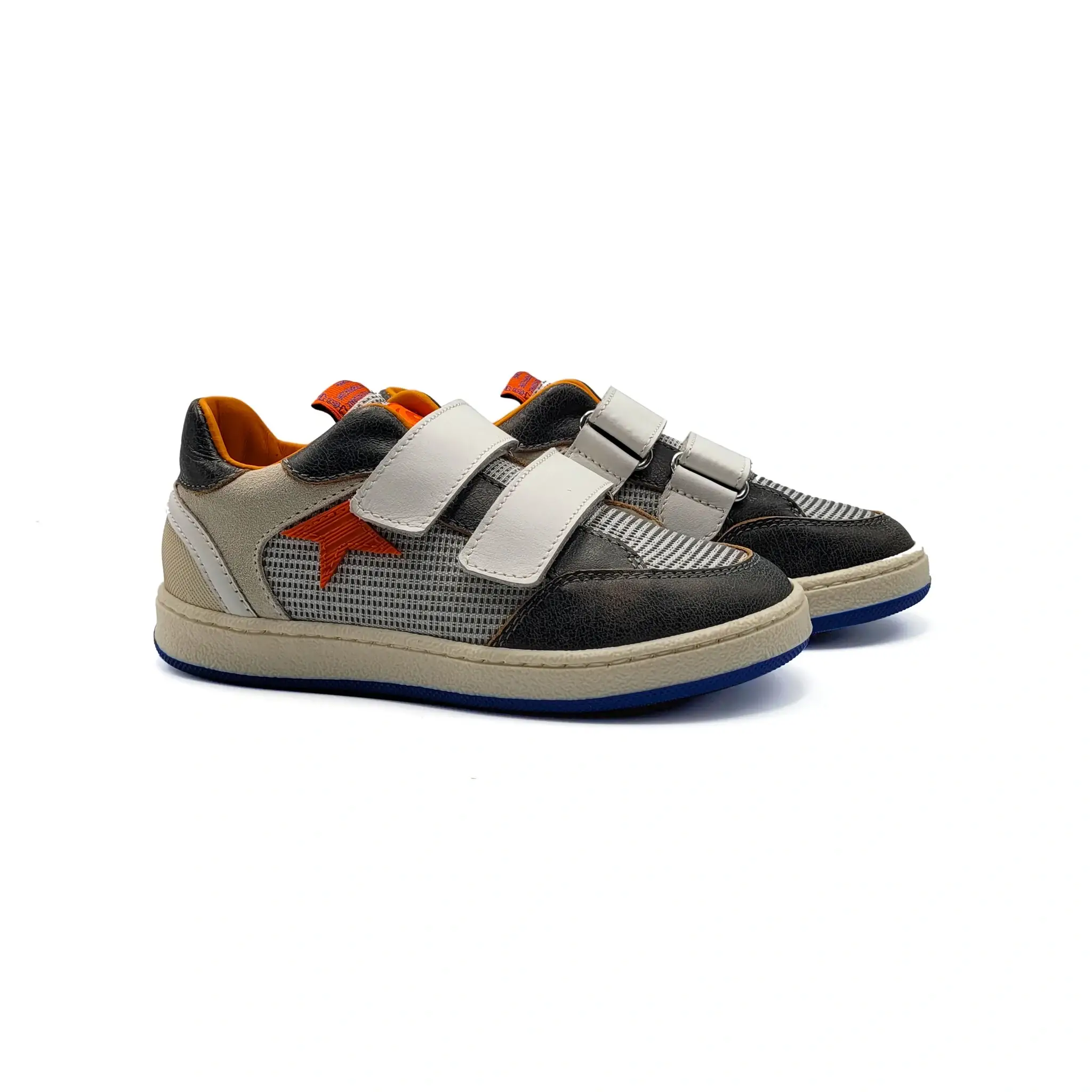 Rondinella Grey Orange Star Velcro Sneaker