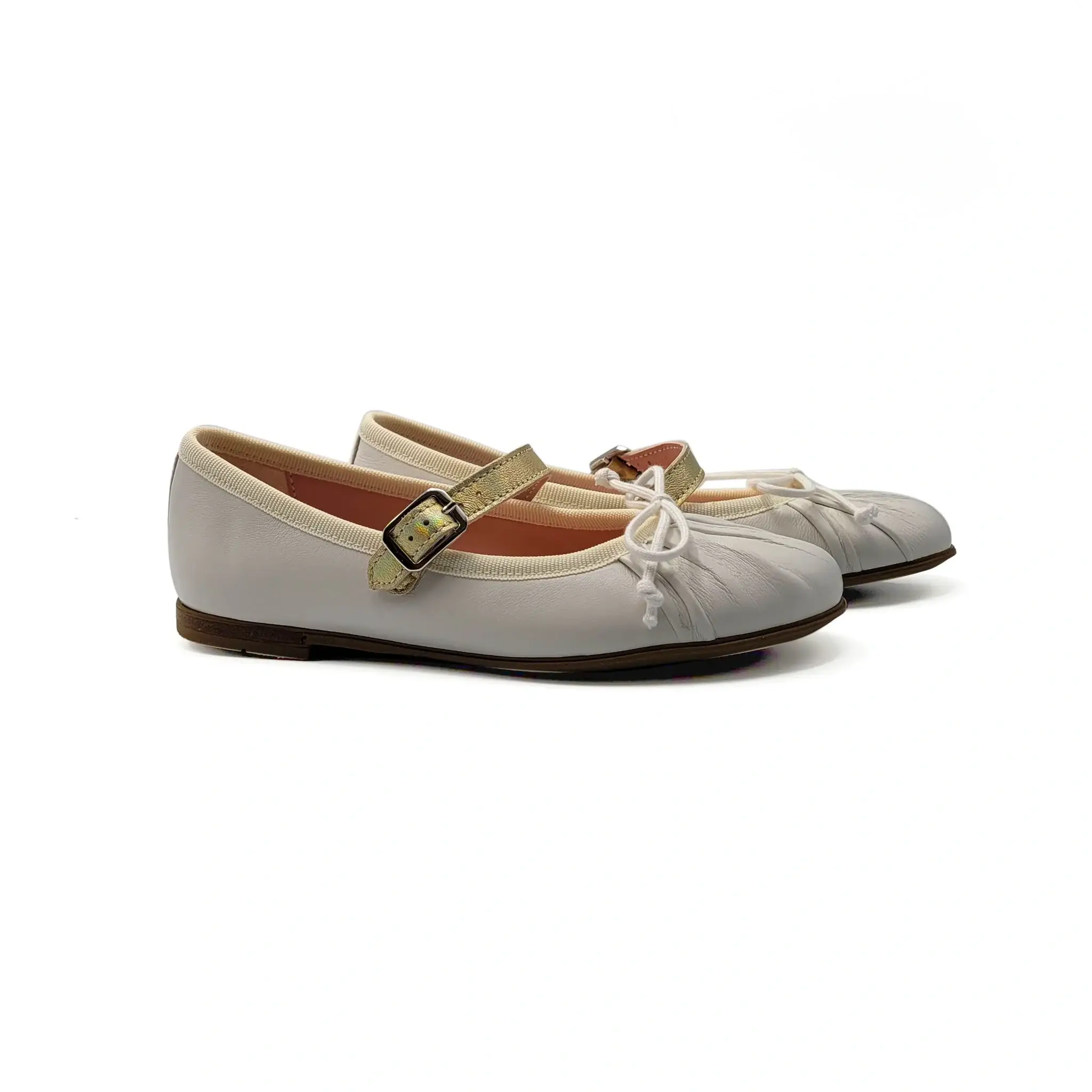 Rondinella Off White and Gold Ballerina Mary Jane