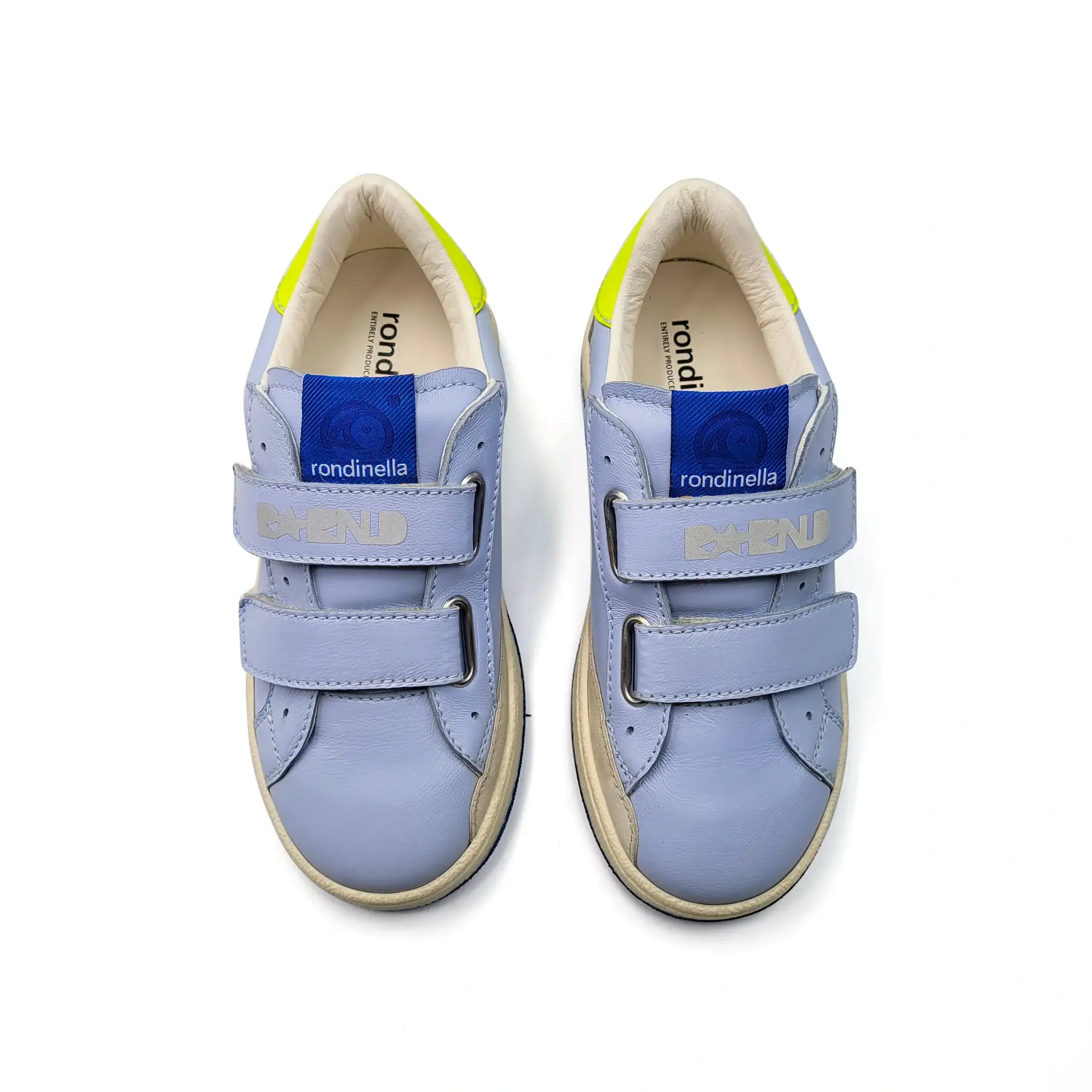 Rondinella Powder Blue and Yellow Velcro Sneaker - Image 2