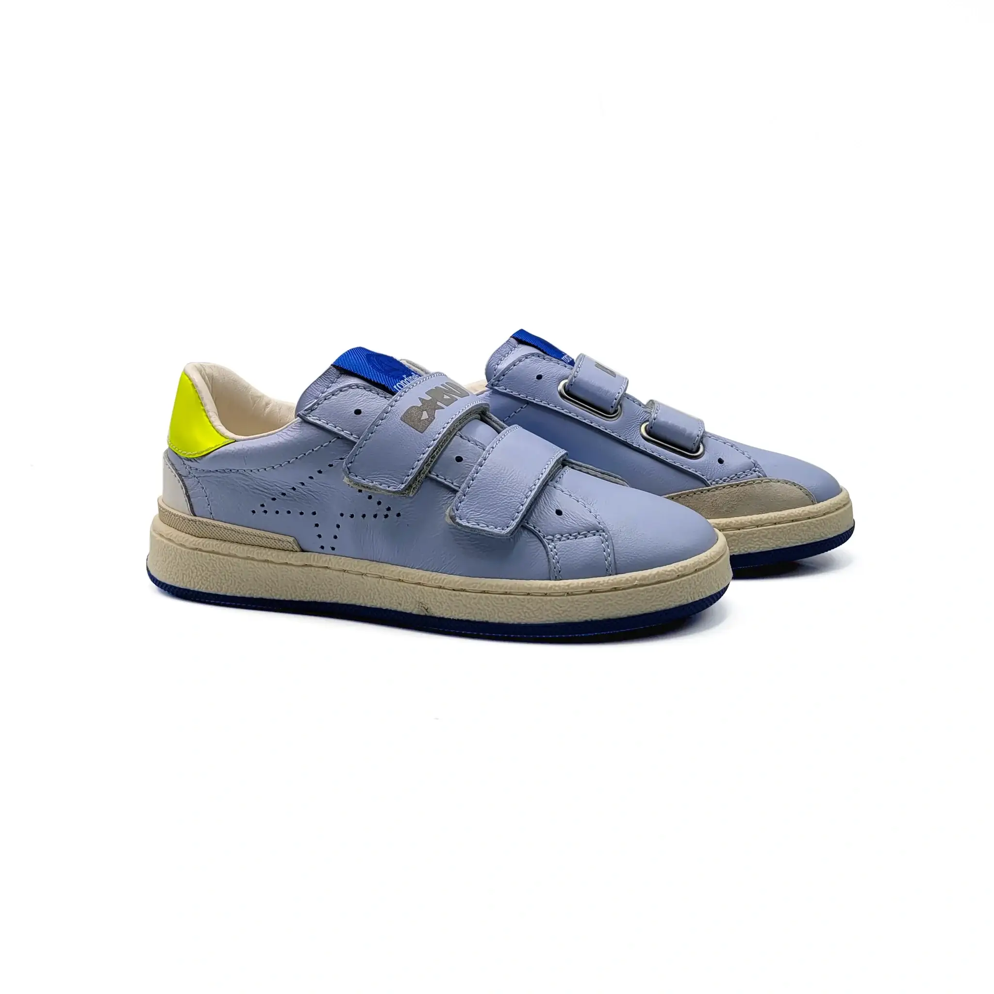 Rondinella Powder Blue and Yellow Velcro Sneaker - Image 3