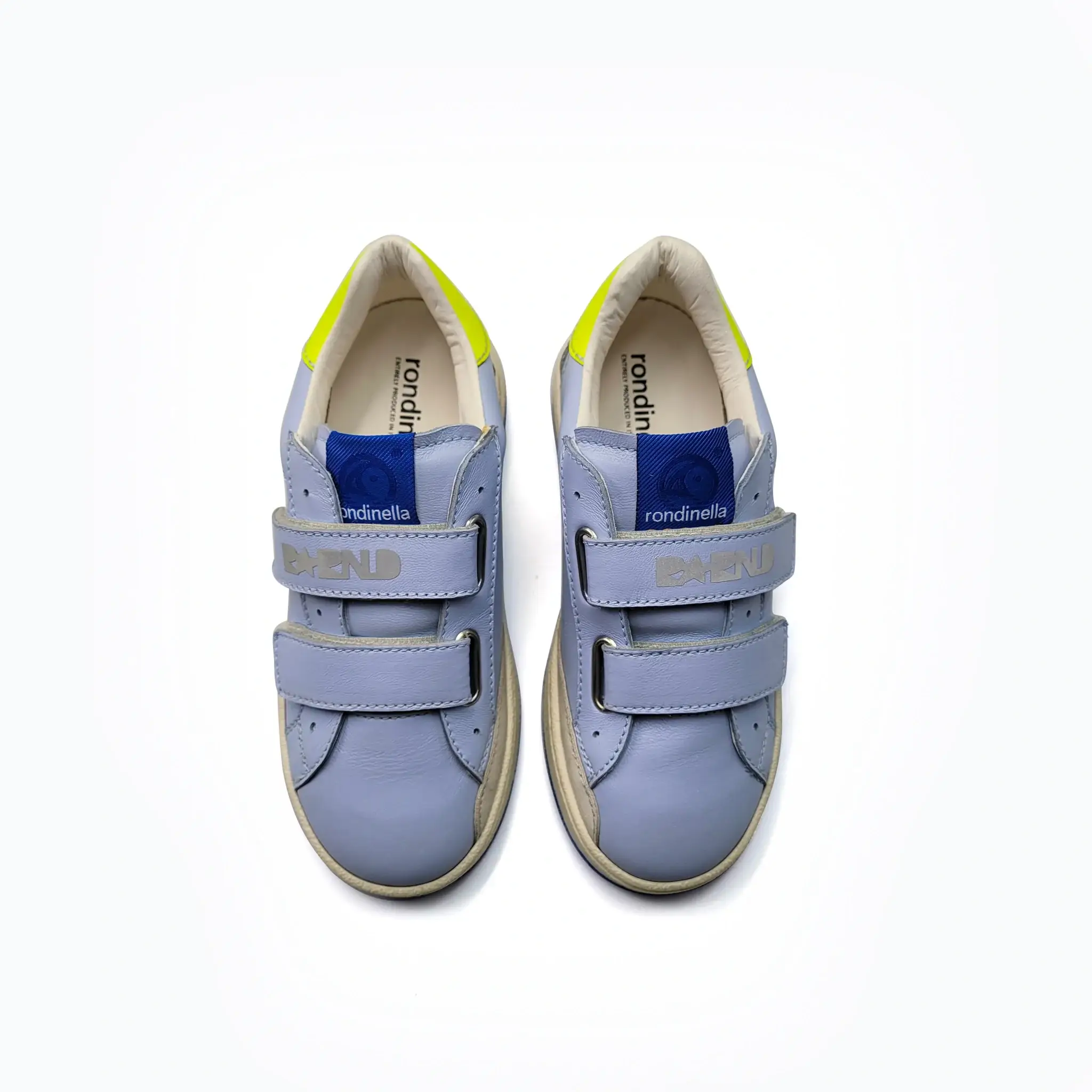 Rondinella Powder Blue and Yellow Velcro Sneaker - Image 4