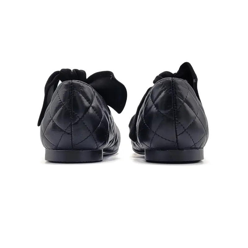 Ruth Secret Black Quilt Leather Bow Mary Jane - Image 4