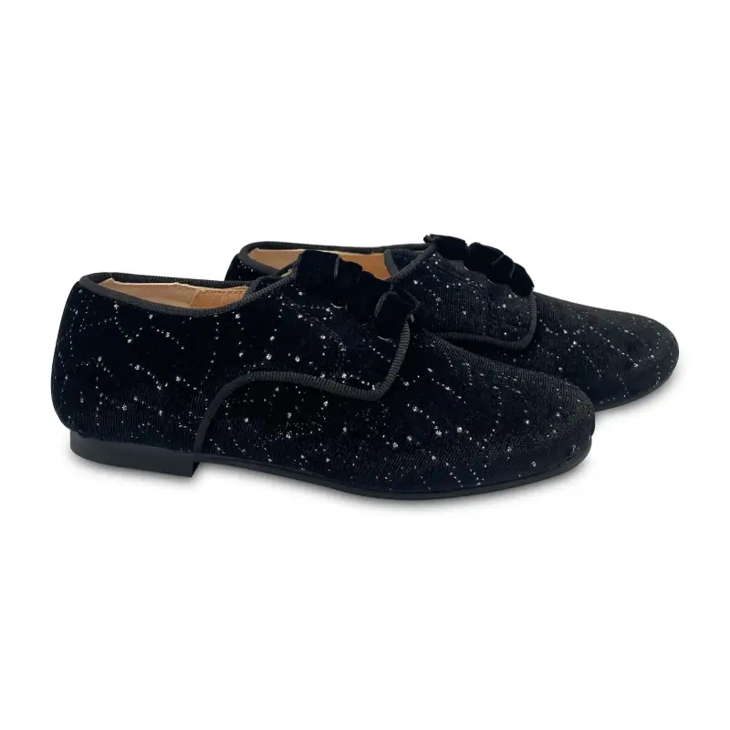 Ruth Secret Black Velvet Constellation Sparkle Lace Up