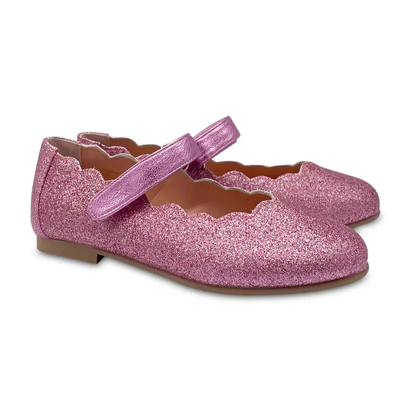 Ruth Secret Neon Pink Glitter Velcro Mary Jane