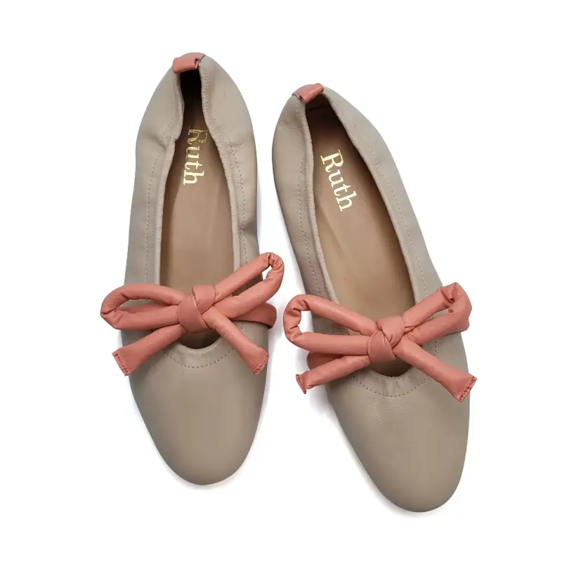 Ruth Secret Nude Peach Bow Ballet Flat - Image 3