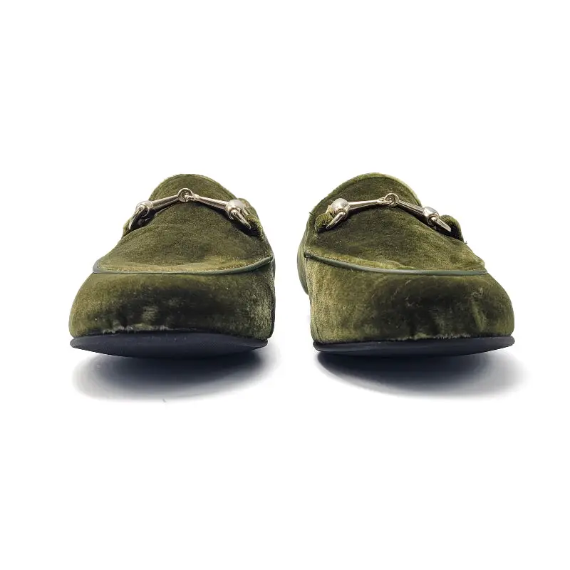 Ruth Secret Olive Green Velvet Chain Slip on 3655 - Image 3