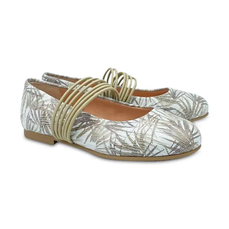 Ruth Secret Palm Beige Elastic Strap Mary Jane