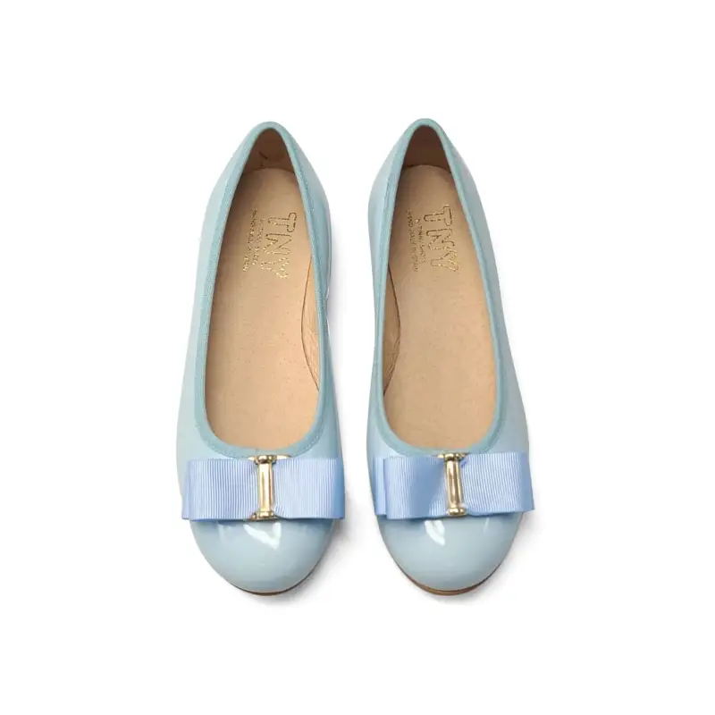 TNY Light Blue Patent Bow Ballet FLat - Image 2