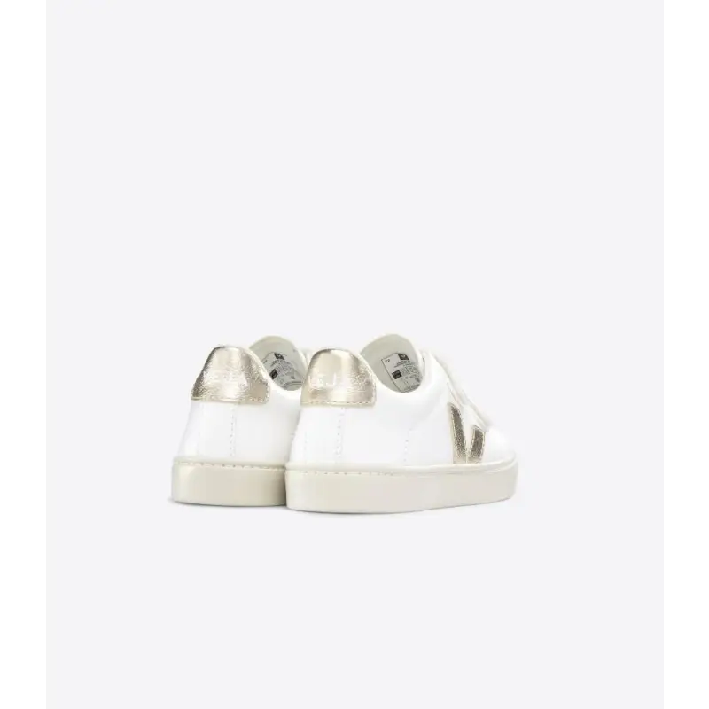 Veja White Platine Gold Velcro Sneaker - Image 3